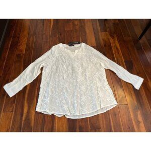 Women’s Blouse Shirt Floral Flowers Lace 5XL White Flowy Boho Gracila